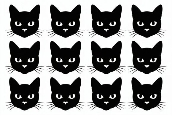 Black Cat Faces Pattern Graphic Design
