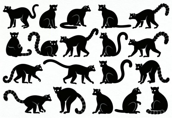 Black Cat Silhouette Clipart Bundle