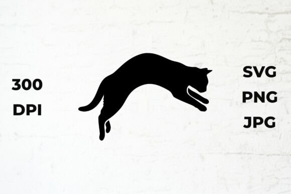 Black Cat Silhouette Jumping in an Arc