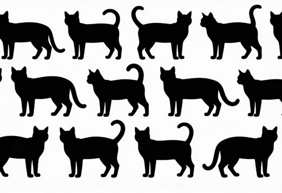 Black Cat Silhouette Seamless Pattern