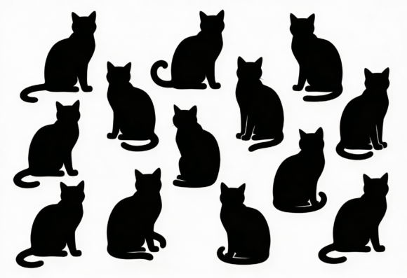 Black Cat Silhouettes Graphic Design