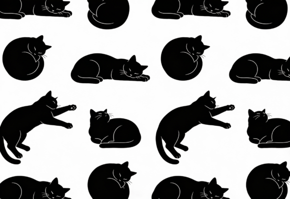 Black Cat Silhouettes Pattern