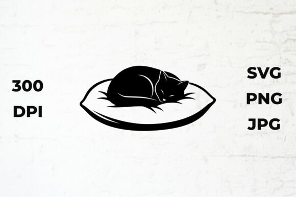 Black Cat Sleeping on a Pillow