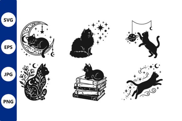 Cat Constellation Silhouette Set
