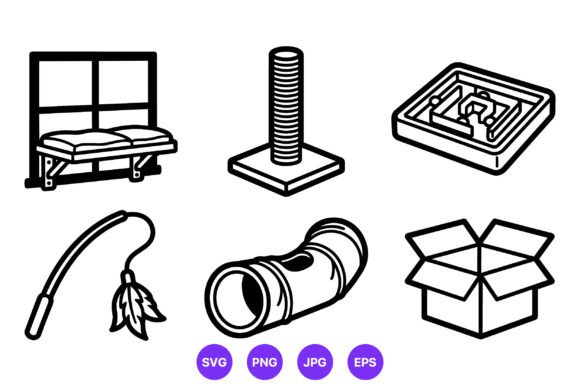Cat Furniture and Accessories Line Art