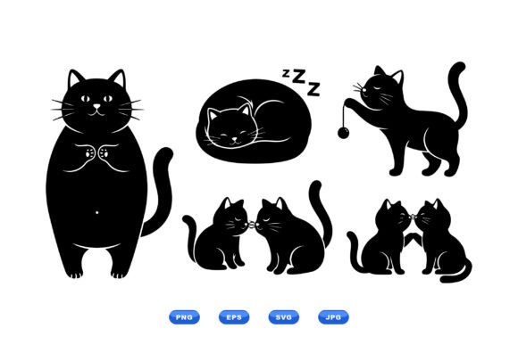 Chubby Black Cat Clipart