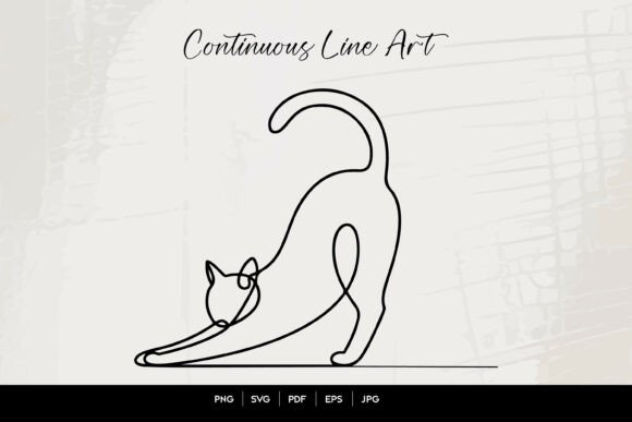 Continuous Line Stretching Cat