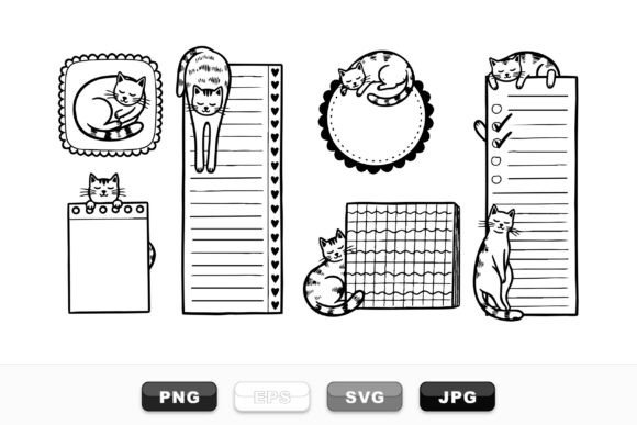 Cozy Cat Notepad Clipart Set