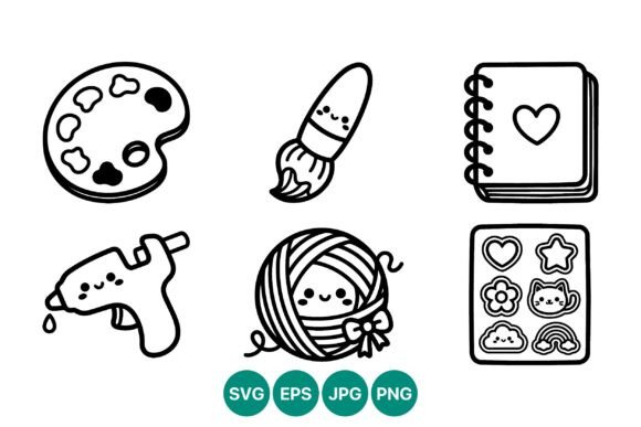Cute Black and White Craft Tools Line