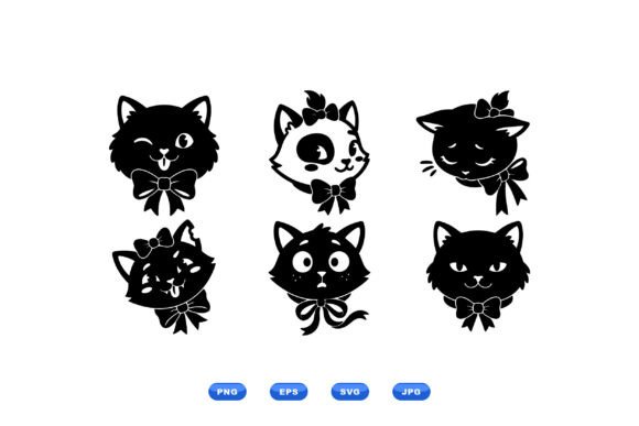 Cute Cat Bow Clipart Collection