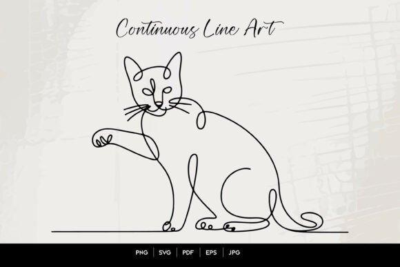 Cute Cat Continuous Line Art