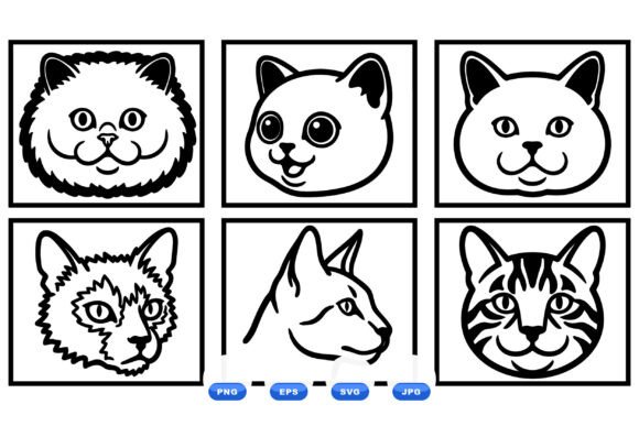 Cute Cat Head Clipart Pack