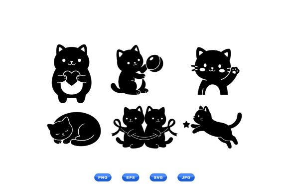 Cute Kawaii Cat Clipart Set