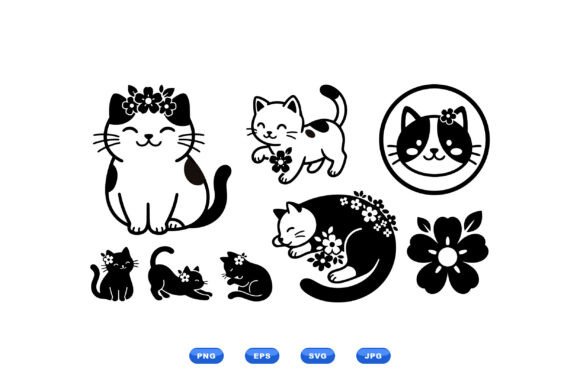 Floral Cat Clipart Collection