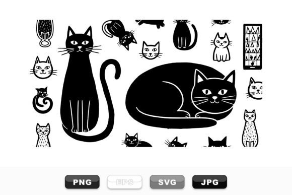 Midcentury Cat Clipart Collection