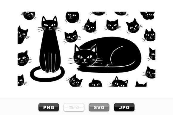 Minimalist Black Cat Vector Set