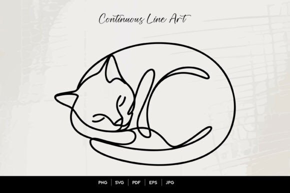 Minimalist Sleeping Cat Line Art