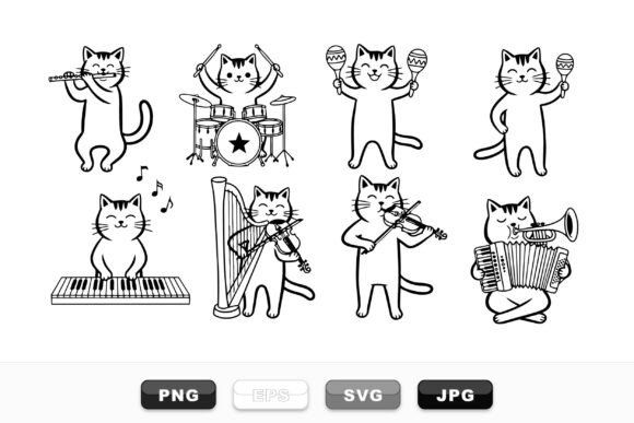 Musical Cat Clipart Set