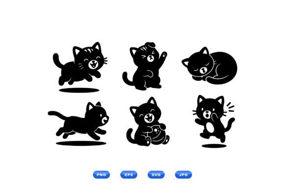 Playful Cat Silhouette Clipart