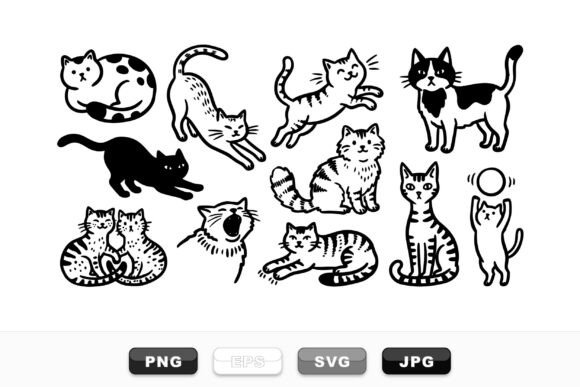 Playful Cat Silhouette Set