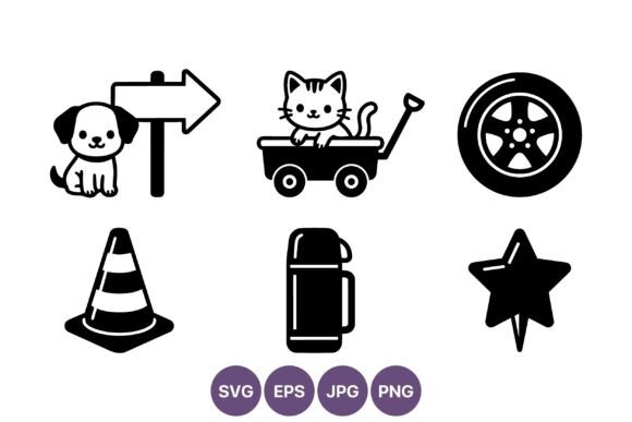 Puppy Cat Icons Arrow Wagon Wheel
