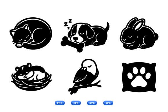 Sleeping Pets Paw SVG Icons