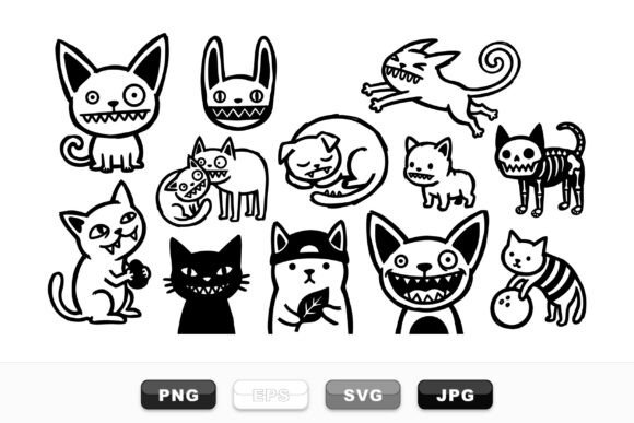 Spooky Halloween Cat Clipart Set